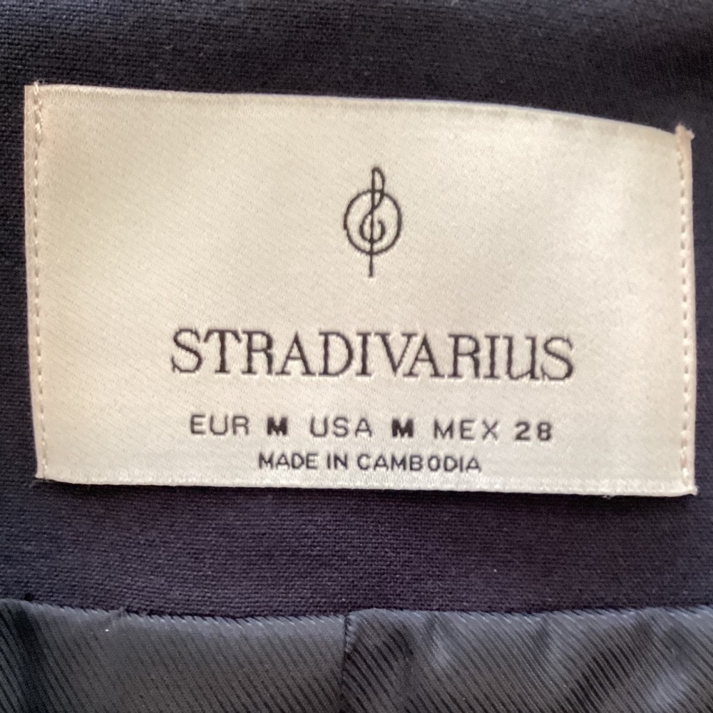 Stradivarius Womens Navy Blue Tailored Button Up Vest Sleeveless Lined Sz Medium - Picture 7 of 8